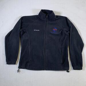 Columbia Fleece Jacket Womens Large Black Full Zip Outdoors Casual‎ Sweater U14